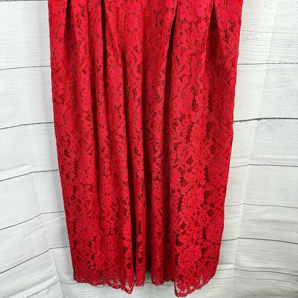 Lulus Womens size XL Royal Treatment Red Lace Midi Skater Dress - Picture 8 of 11